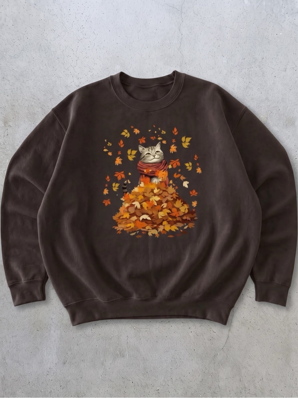 Autumn Cat Graphic Sweatshirt Cozy Fall
Leaves